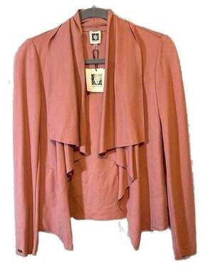 Anne Klein NWT Serenity Knit Open Drape Front Jacket in Anise